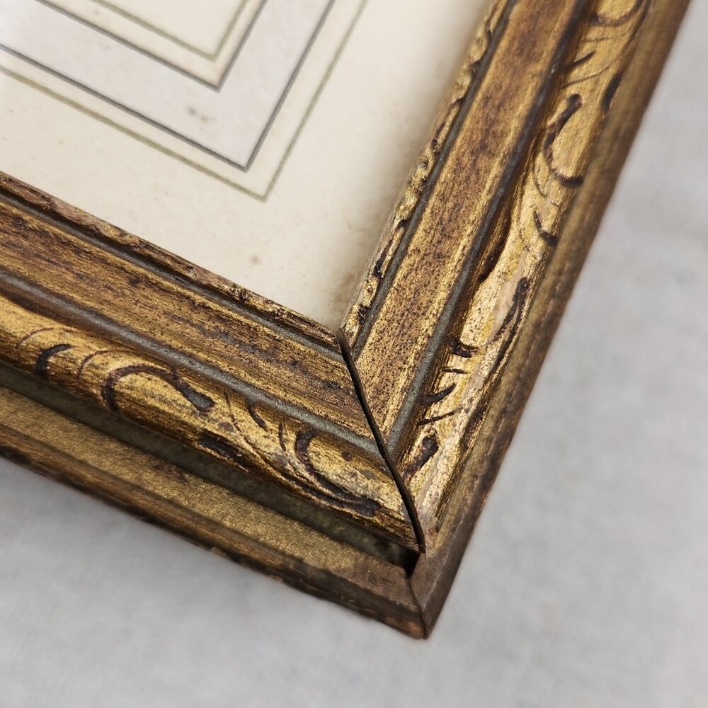 VTG Trinket Jewelry Box Carved Wood Mirror Interior Glass Top Gold Tone 8X6X2.5" - Picture 7 of 15